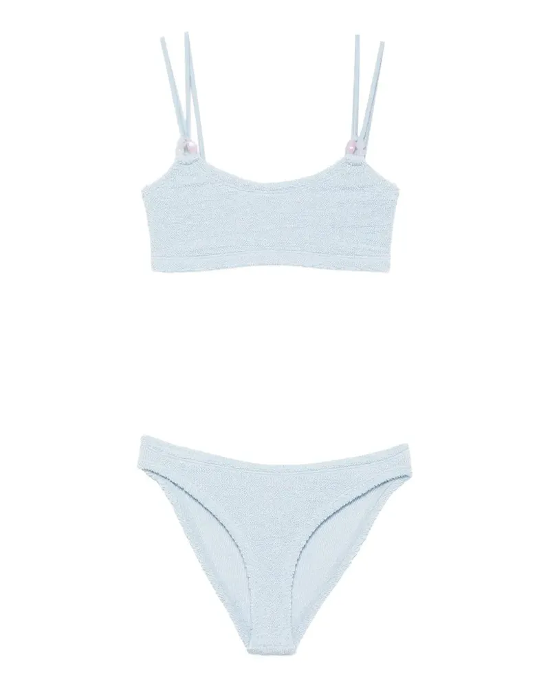 Hunza G Cassie beaded crinkle-effect bikini - Blau Blau