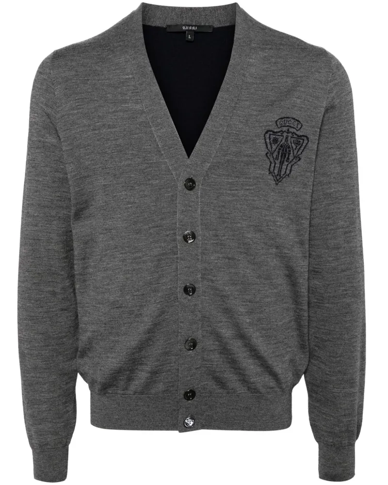 Gucci Cardigan mit Wappen-Print - Grau Grau