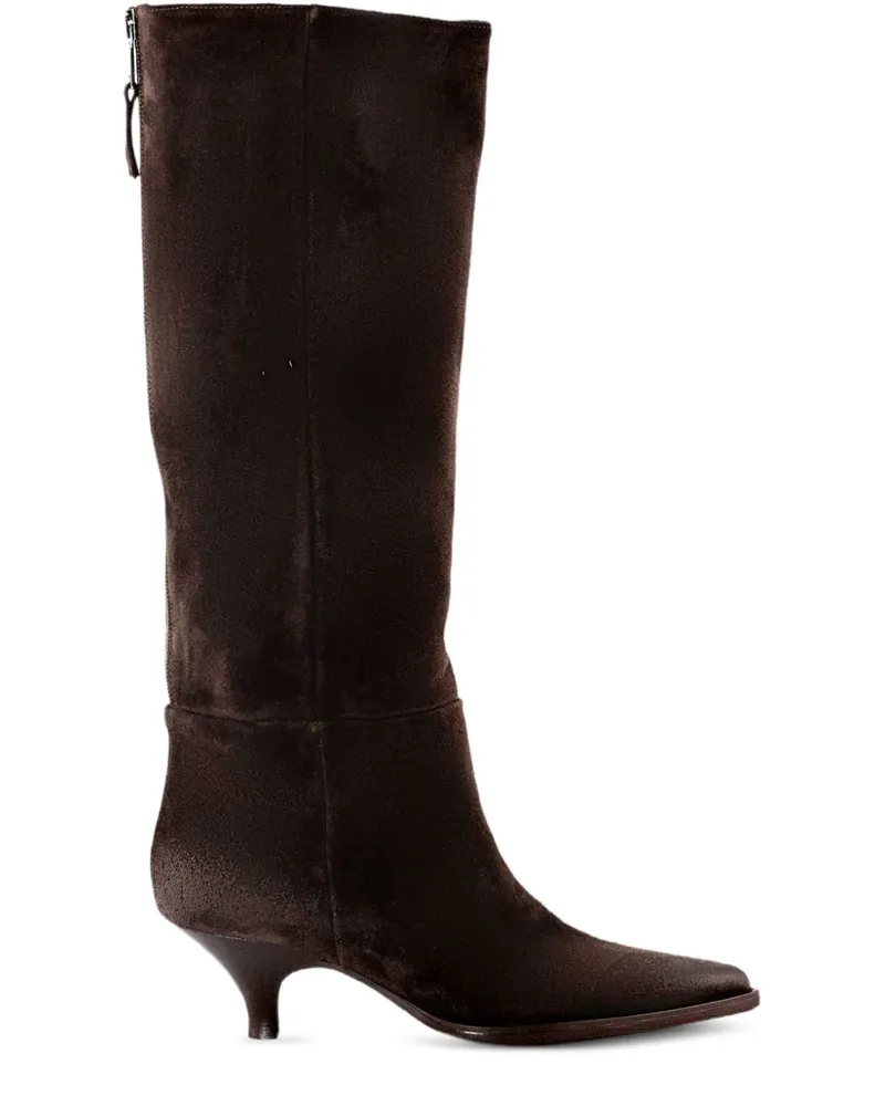 Elena Iachi Spitze Stiefel mit Reißverschluss 45mm - Blau Blau