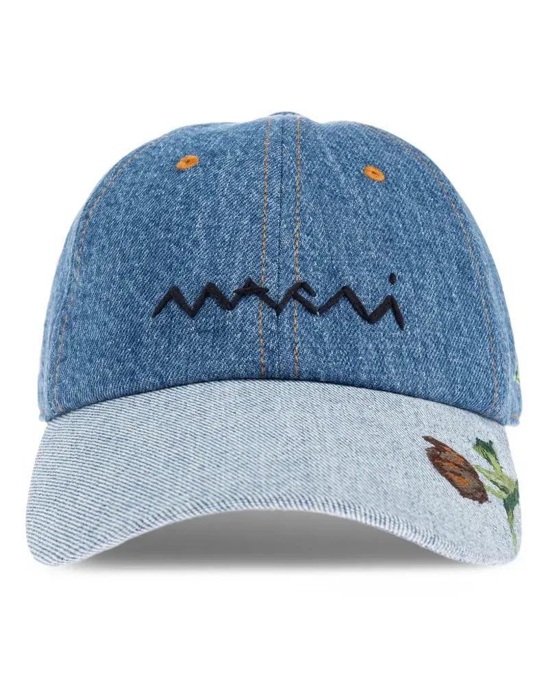 Marni Bestickte Jeans-Baseballkappe - Blau Blau