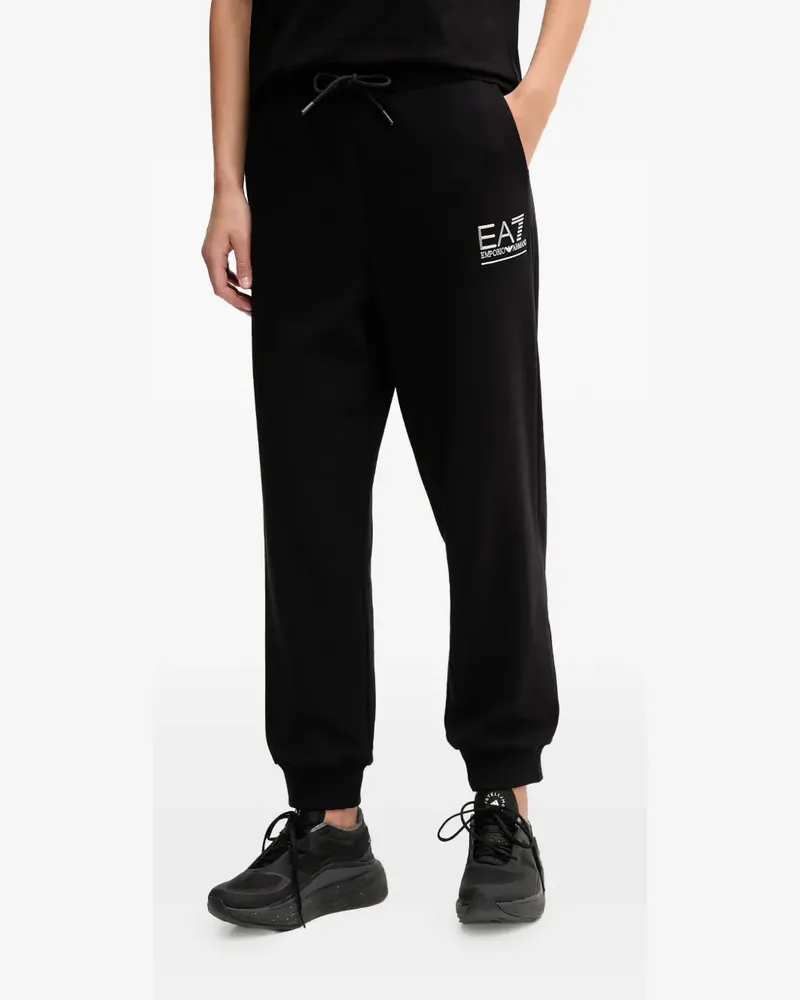 EA7 drawstring logo track pants - Schwarz Schwarz