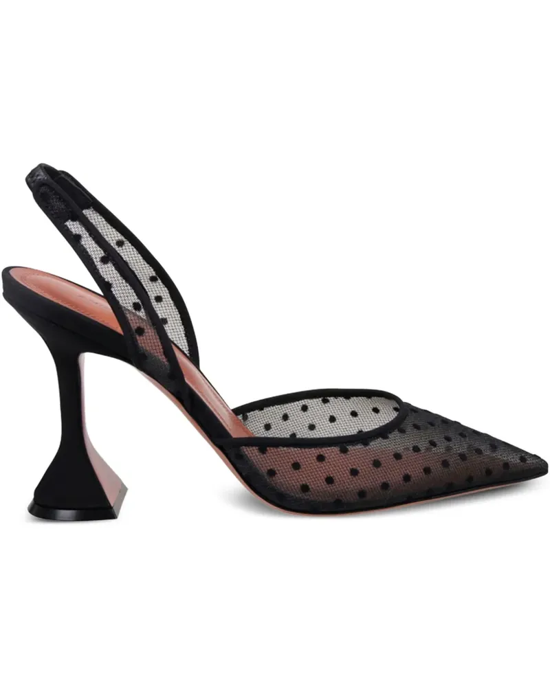Amina Muaddi Holli Slingback-Pumps mit Polka Dots 95mm - Schwarz Schwarz