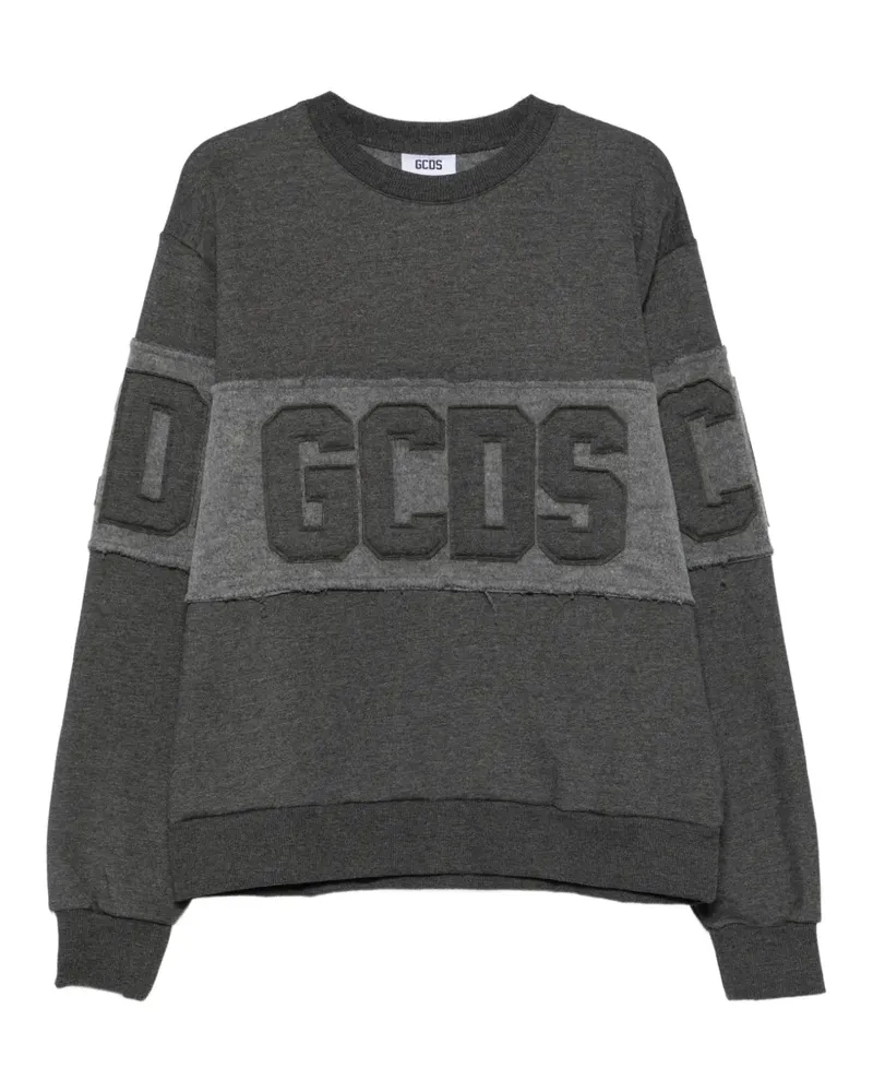 GCDS Ungesäumtes Sweatshirt mit Logo-Patch - Grau Grau