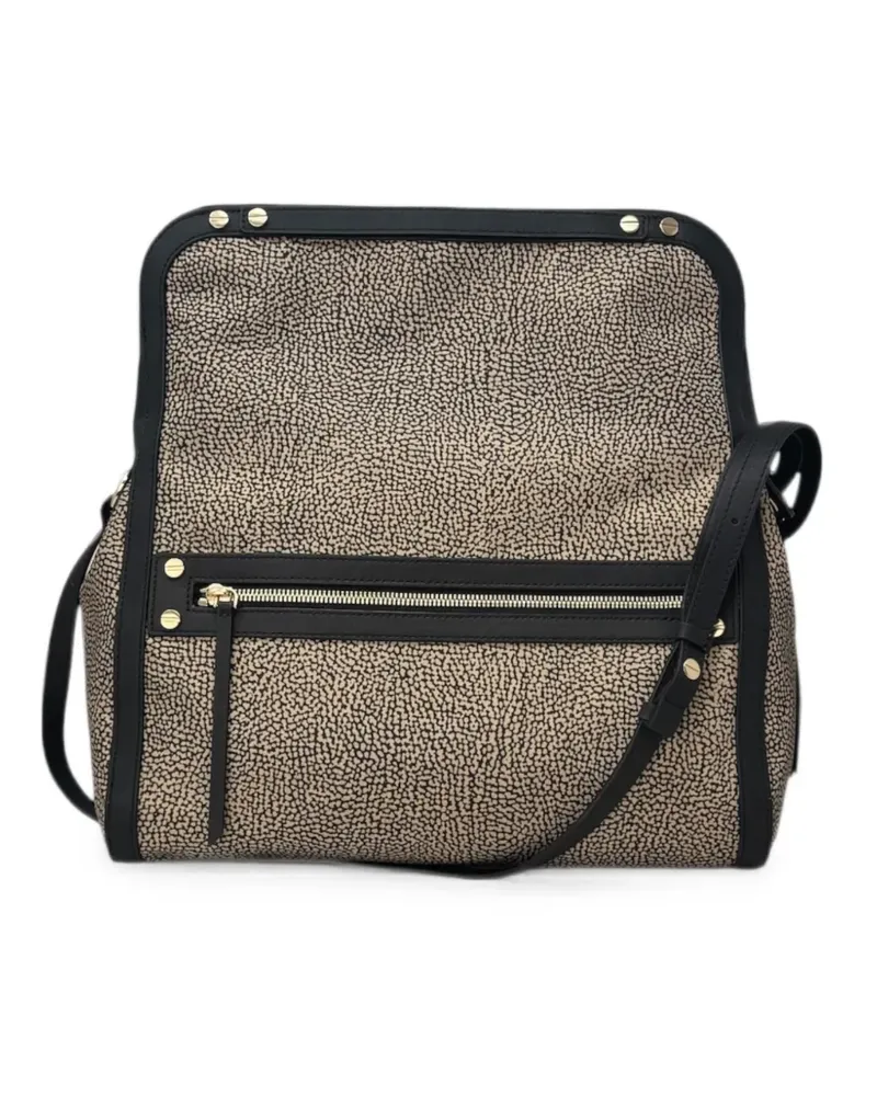Borbonese medium zip-detail shoulder bag - Nude Nude