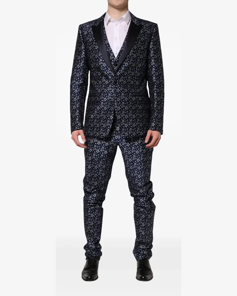 Dolce & Gabbana Martini star-jacquard three-piece suit - Blau Blau