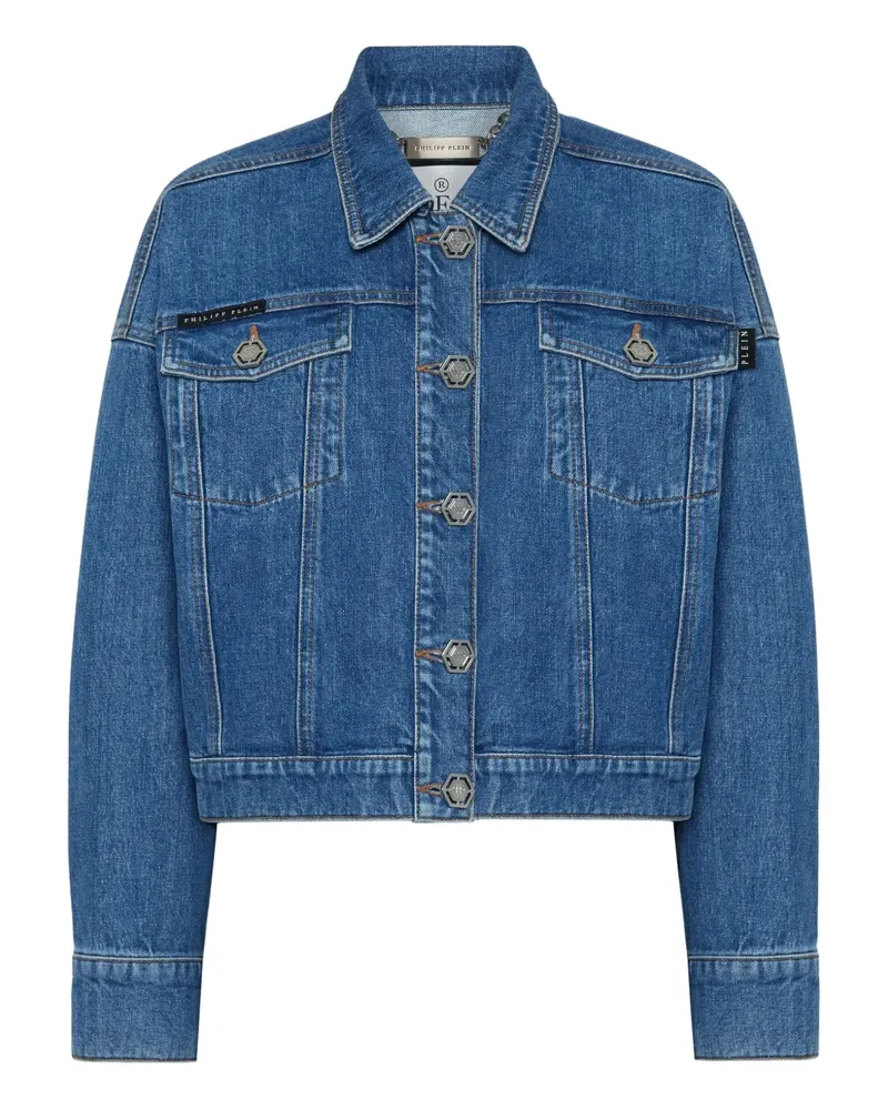Philipp Plein Jeansjacke mit Kristallfransen - Blau Blau
