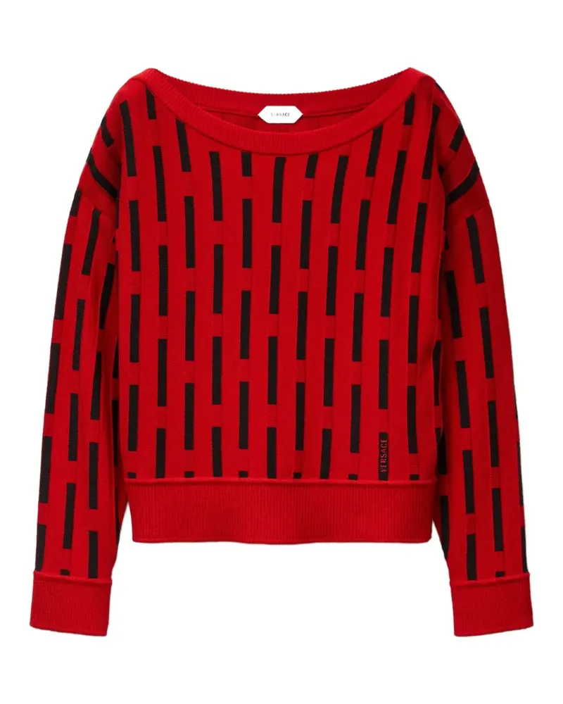 Versace embroidered-logo wool knit jumper - Rot Rot