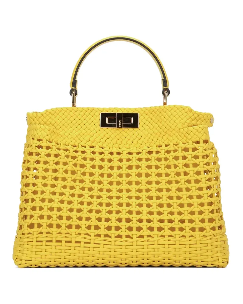 Fendi Peekaboo Medium woven leather shoulder bag - Gelb Gelb