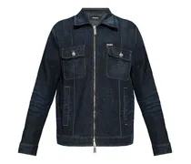 Jeansjacke mit Logo-Patch - Blau