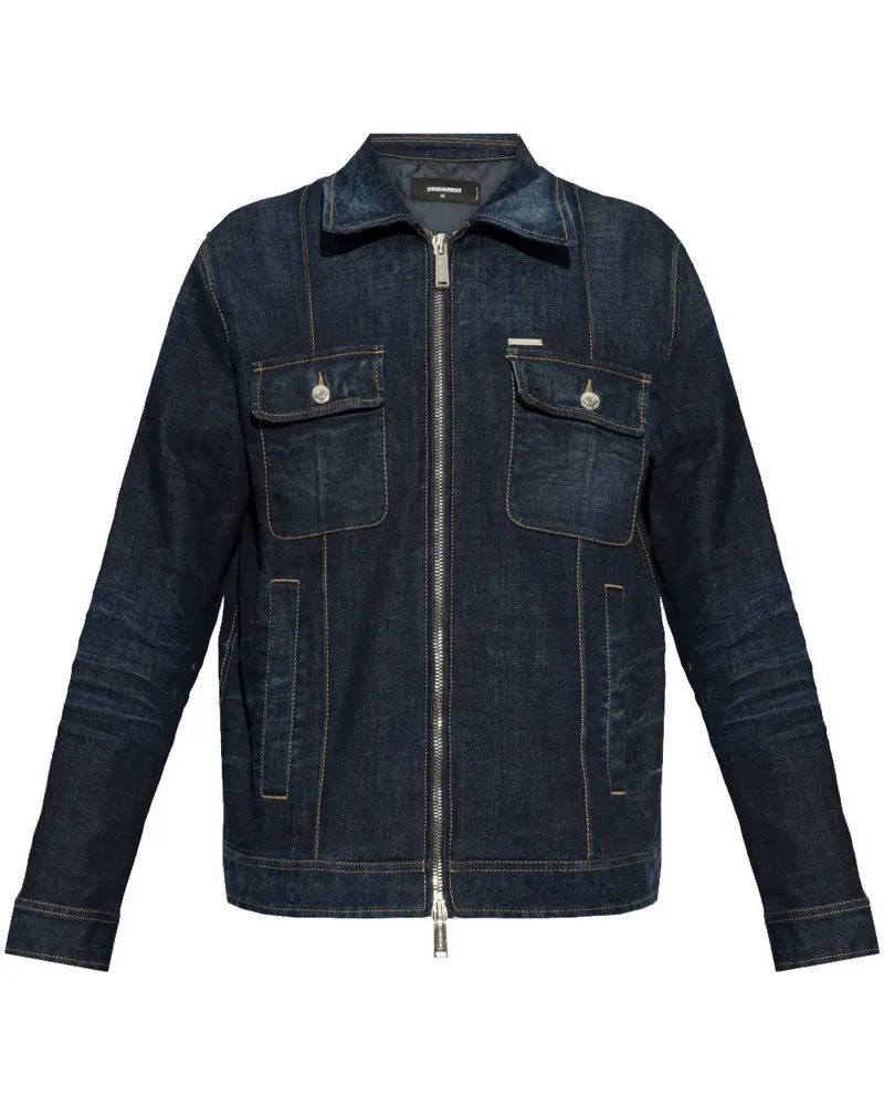 Dsquared2 Jeansjacke mit Logo-Patch - Blau Blau