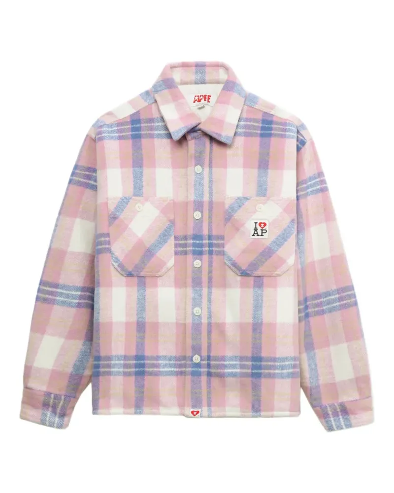 BAPE Kariertes Hemd mit Tasche - Rosa Rosa