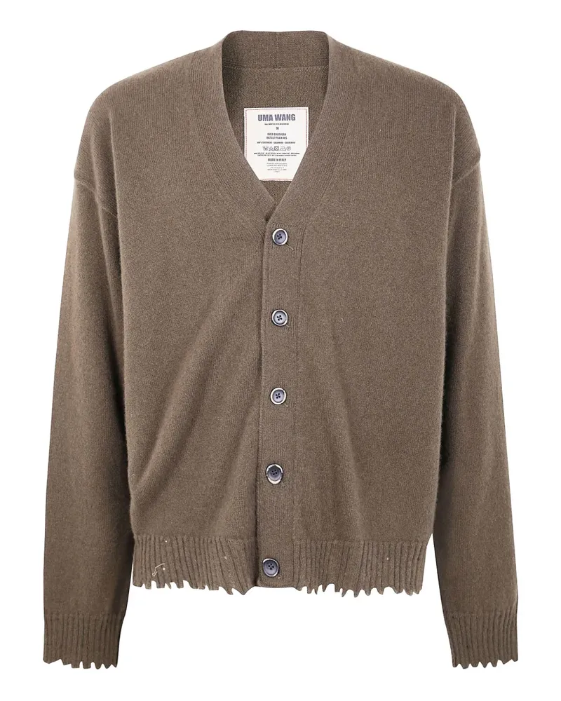 Uma Wang Ausgefranster Cardigan mit Knopfleiste - Grün Grün