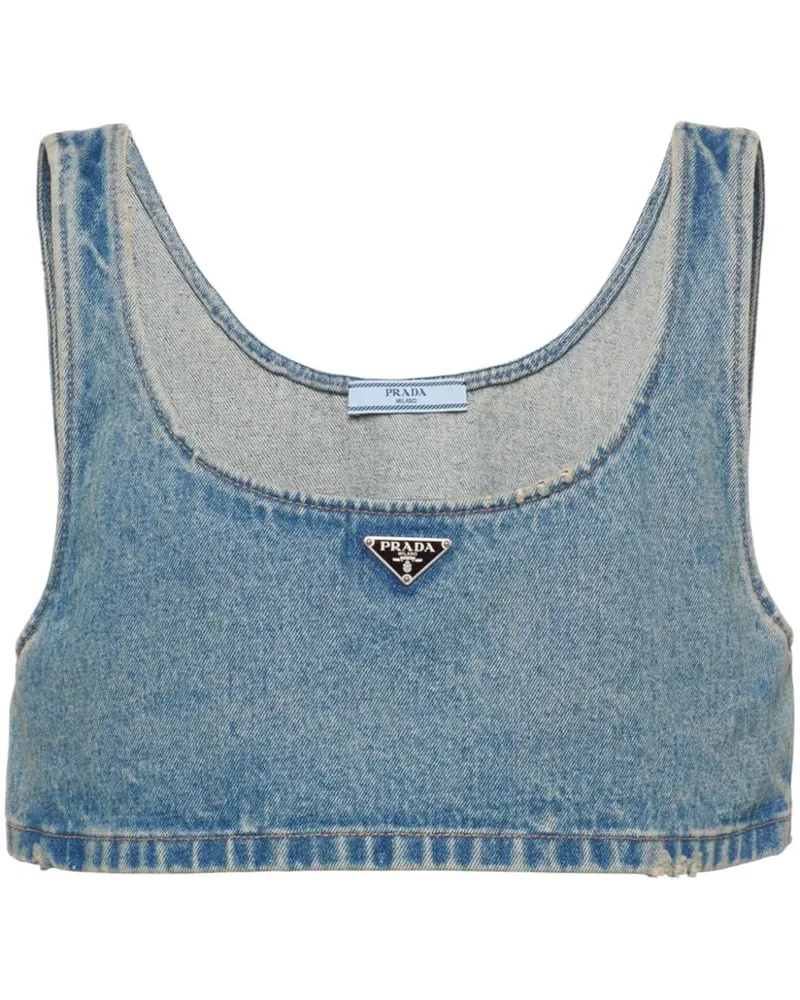 Prada Gestreiftes Cropped-Top - Blau Blau