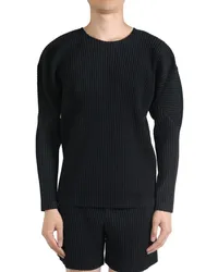 Issey Miyake pleated long-sleeve T-shirt Schwarz