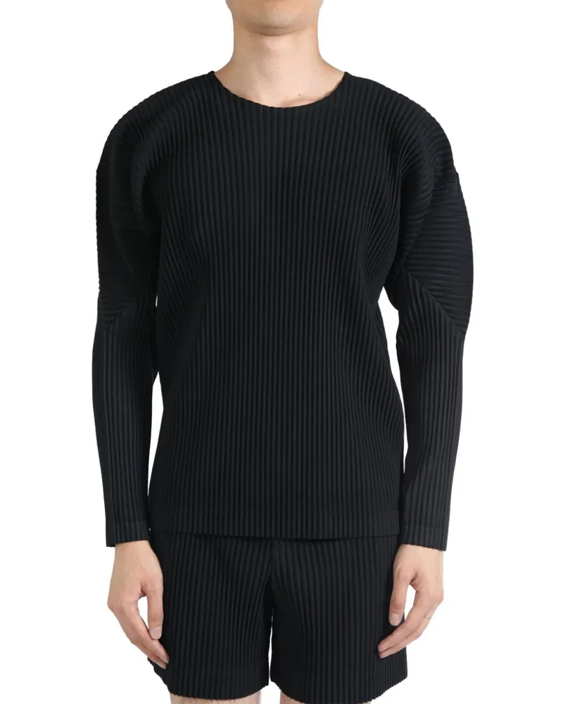 Issey Miyake pleated long-sleeve T-shirt - Schwarz Schwarz
