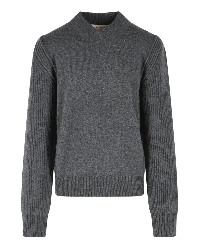 Marni Gerippter Pullover mit V-Ausschnitt - Grau Grau