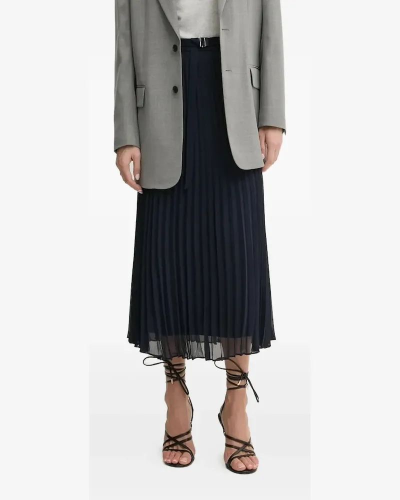 HUGO BOSS pleated belted midi skirt - Blau Blau