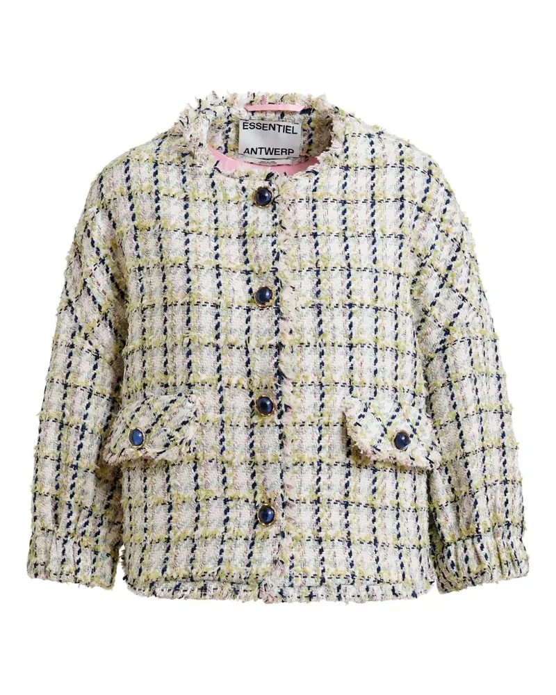 Essentiel frayed-trim button-up jacket - Nude Nude