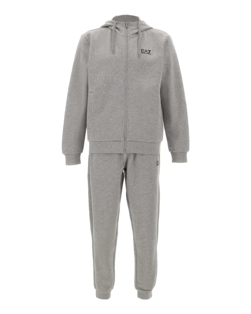 EA7 hooded logo cotton tracksuit - Grau Grau
