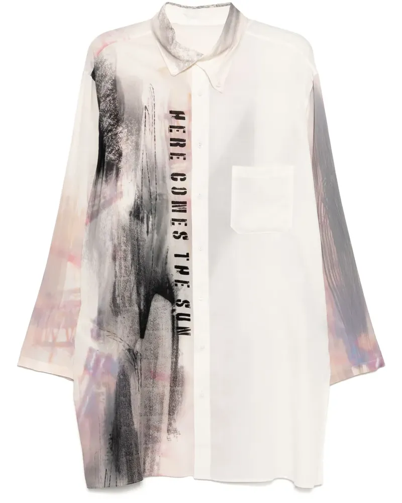 Yohji Yamamoto Hemd mit grafischem Print - Nude Nude