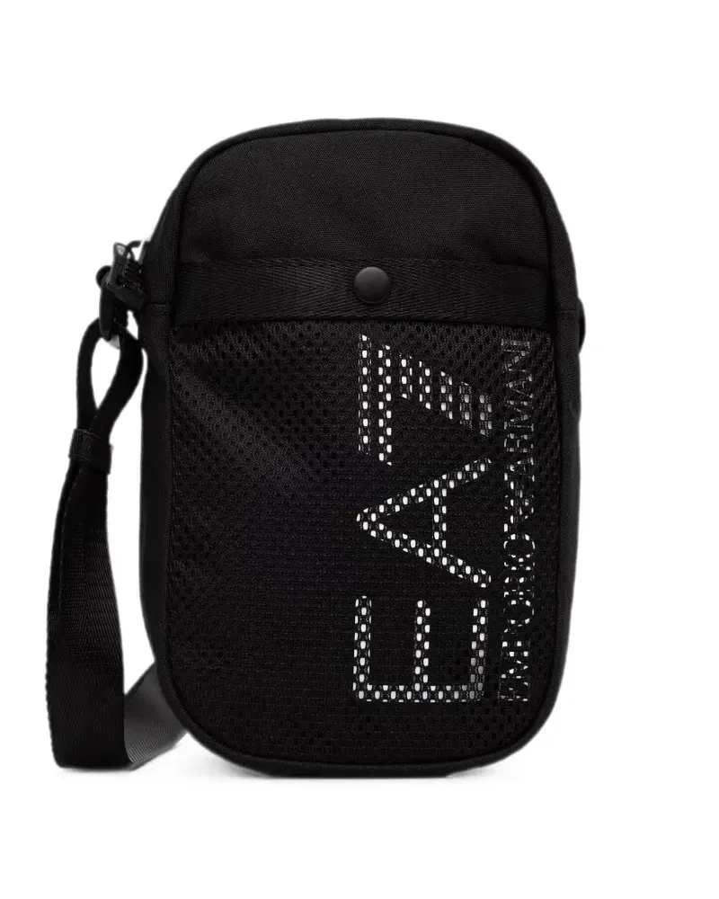 EA7 logo-print mesh-panel belt bag - Schwarz Schwarz