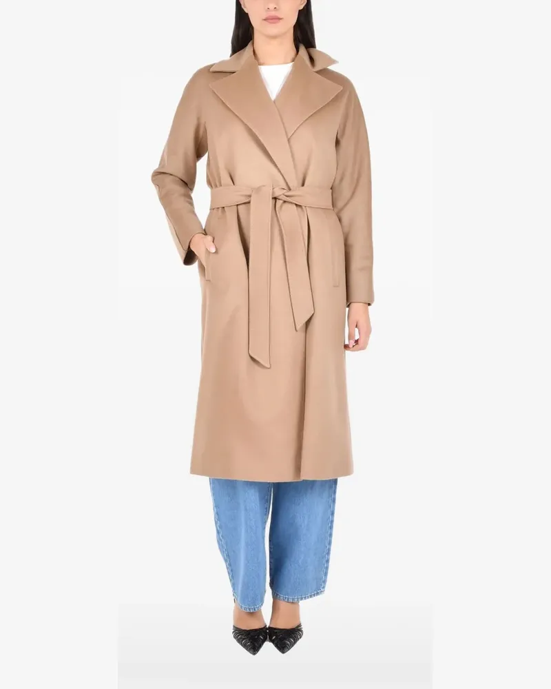 Max Mara belted cashmere coat - Nude Nude
