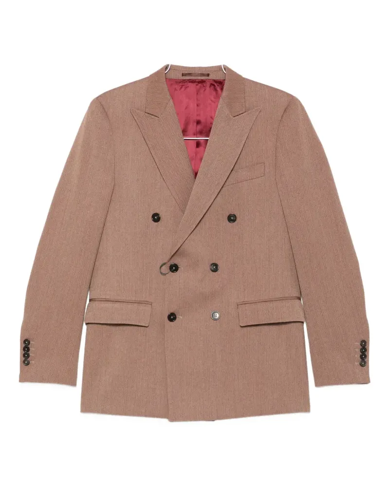 Drôle de Monsieur double-breasted herringbone blazer - Braun Braun