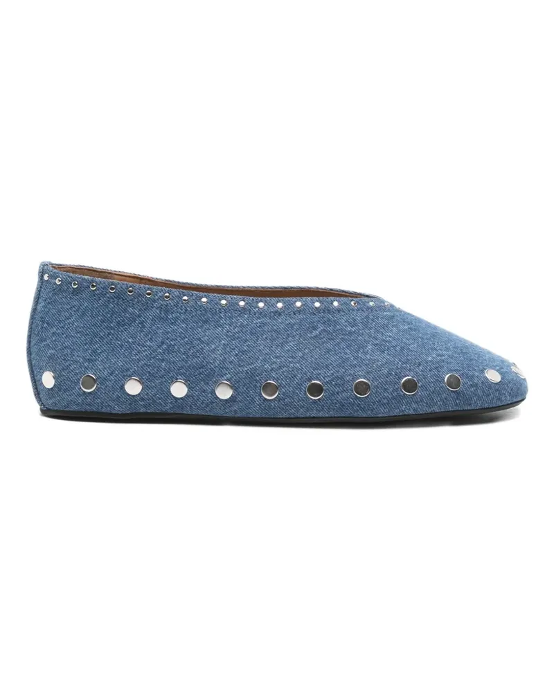 Ganni stud-embellished ballet flats - Blau Blau