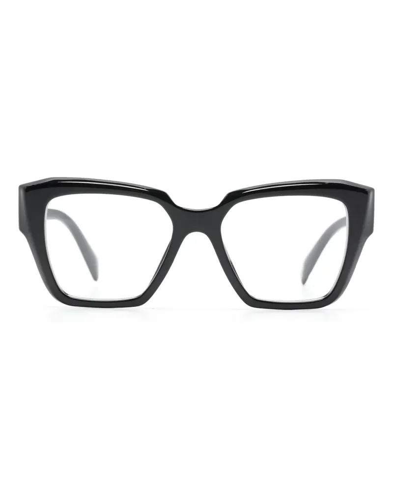 Prada Brille mit Logo-Schild - Schwarz Schwarz
