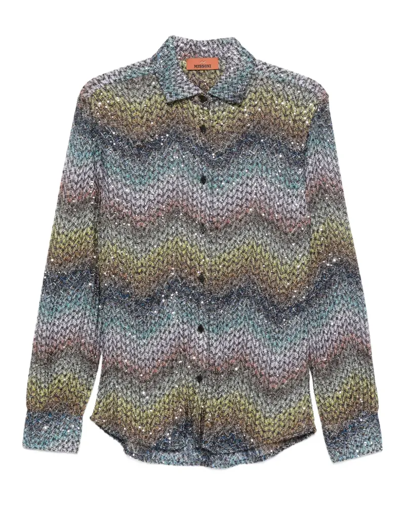Missoni zigzag-patttern sequined shirt - Blau Blau