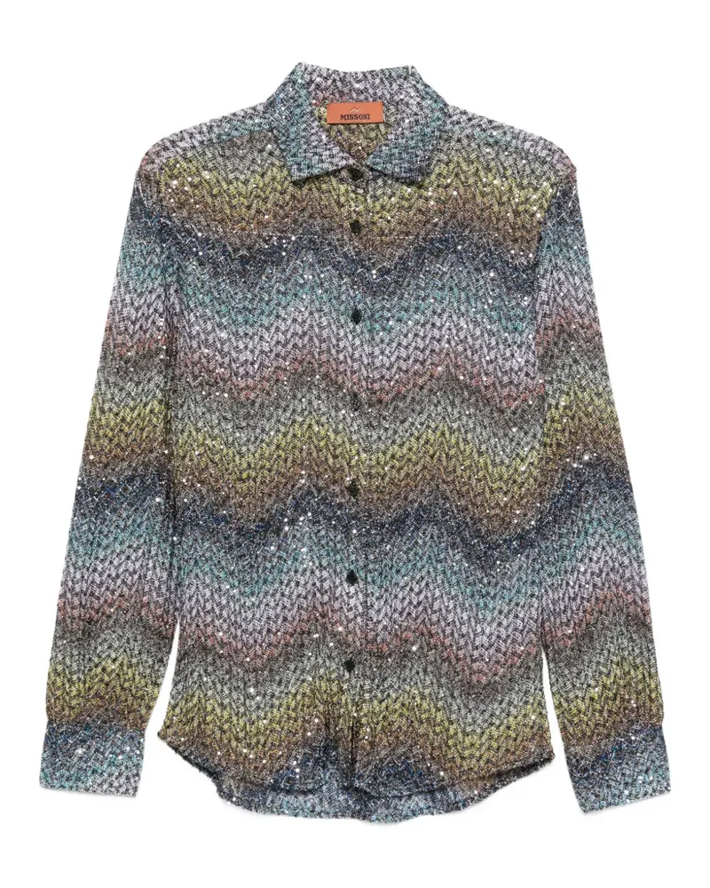 Missoni zigzag-patttern sequined shirt - Blau Blau