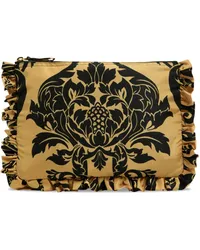 La DoubleJ Gerüschte Clutch mit Cherubs-Print Gold