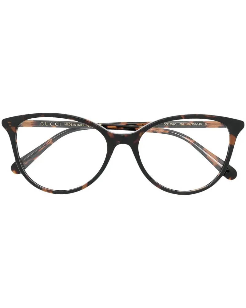 Gucci Runde Brille in Schildpattoptik - Braun Braun