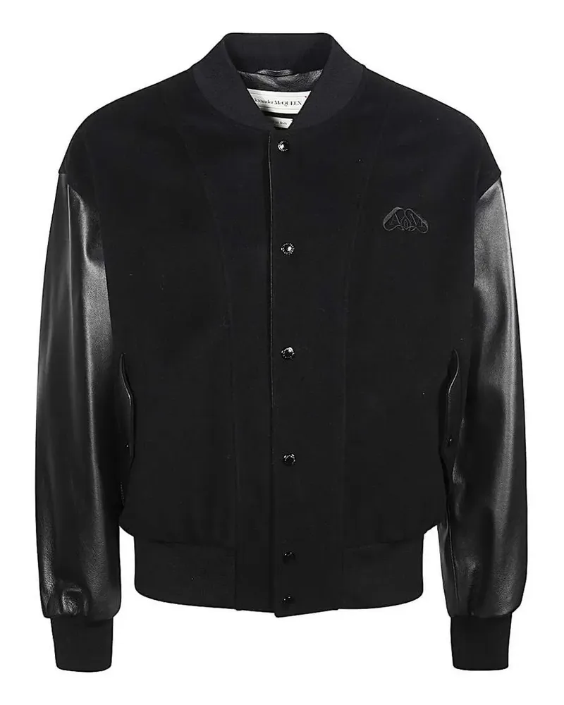 Alexander McQueen Collegejacke mit Kontrasteinsätzen - Schwarz Schwarz