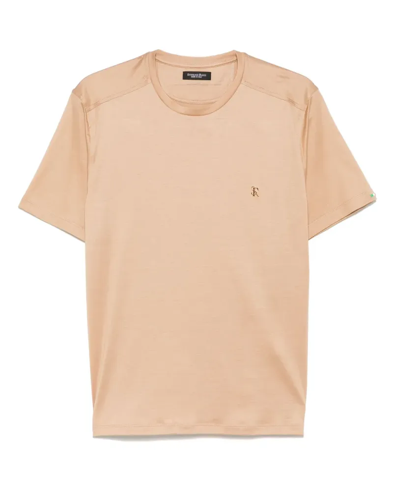 Stefano Ricci T-Shirt mit Logo-Schild - Nude Nude