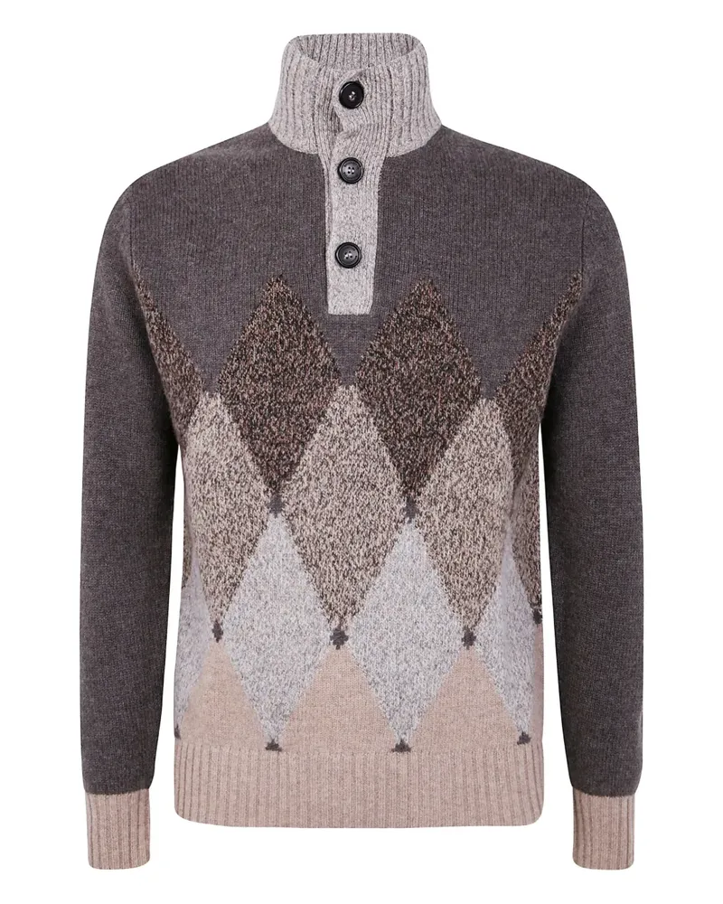 Ballantyne diamond-pattern moulinè wool sweater - Braun Braun