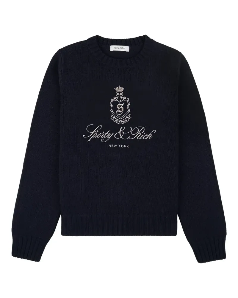 SPORTY & RICH Pullover mit Logo-Stickerei - Blau Blau