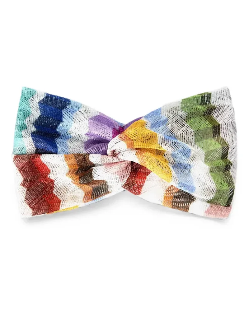 Missoni zigzag-knit twisted headband - Weiß Weiß