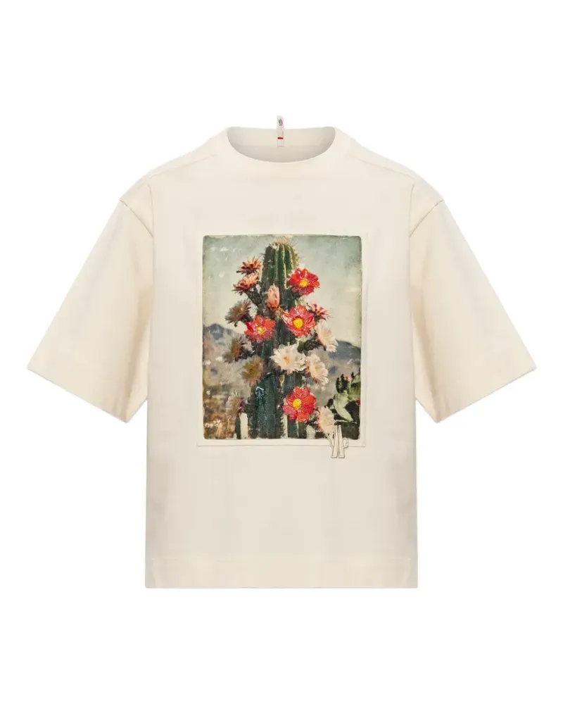 Moncler cactus-print T-shirt - Nude Nude