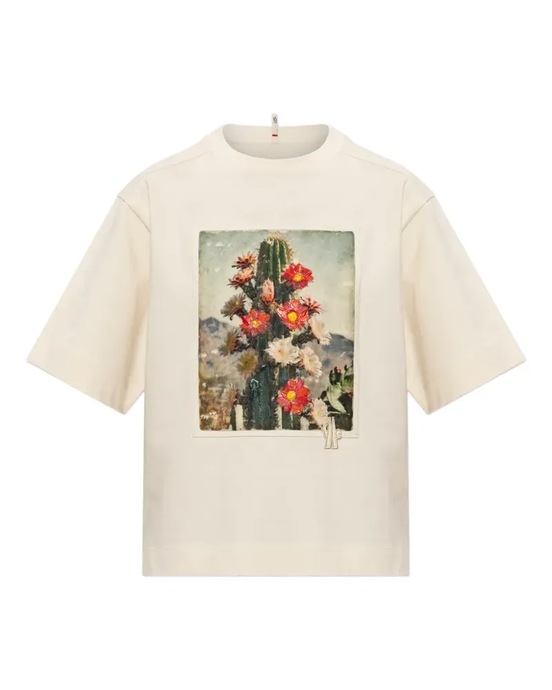 Moncler cactus-print T-shirt - Nude Nude