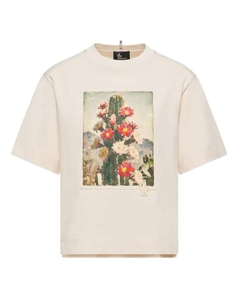 Moncler T-Shirt mit Kaktus-Print - Nude Nude
