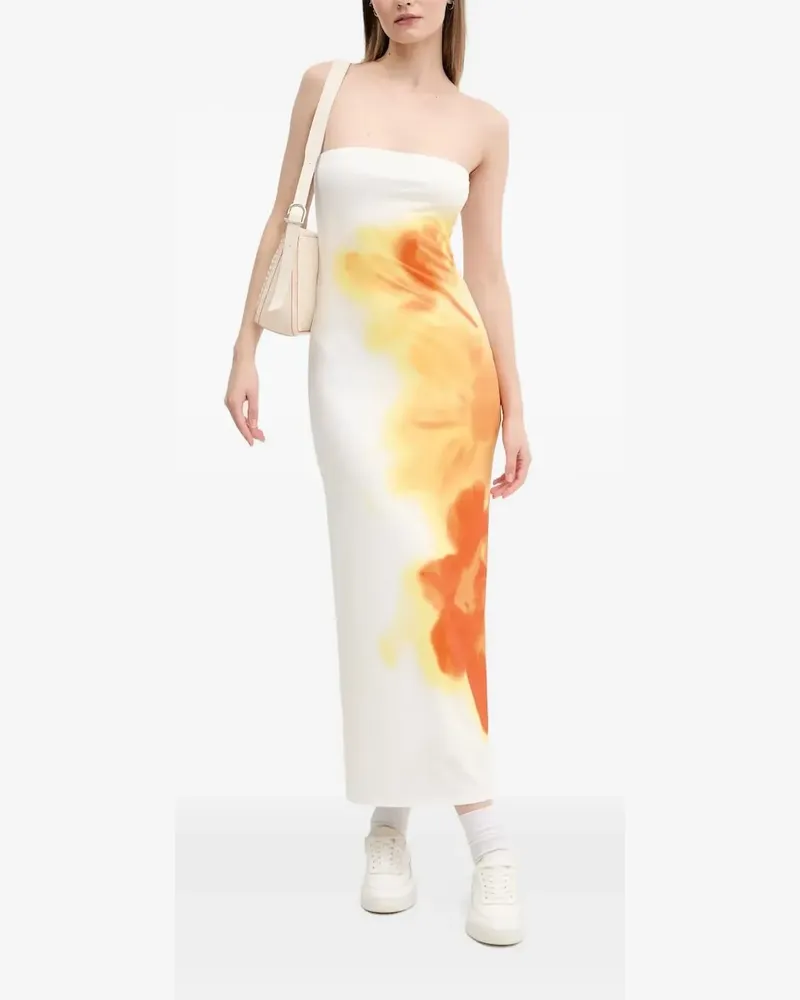 Desigual Schulterfreies Kleid mit Blumen-Print - Weiß Weiß