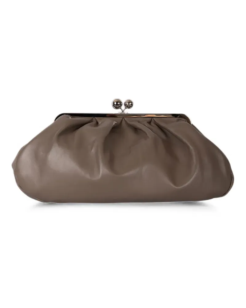 Max Mara large Pasticcino ruched leather clutch bag - Braun Braun