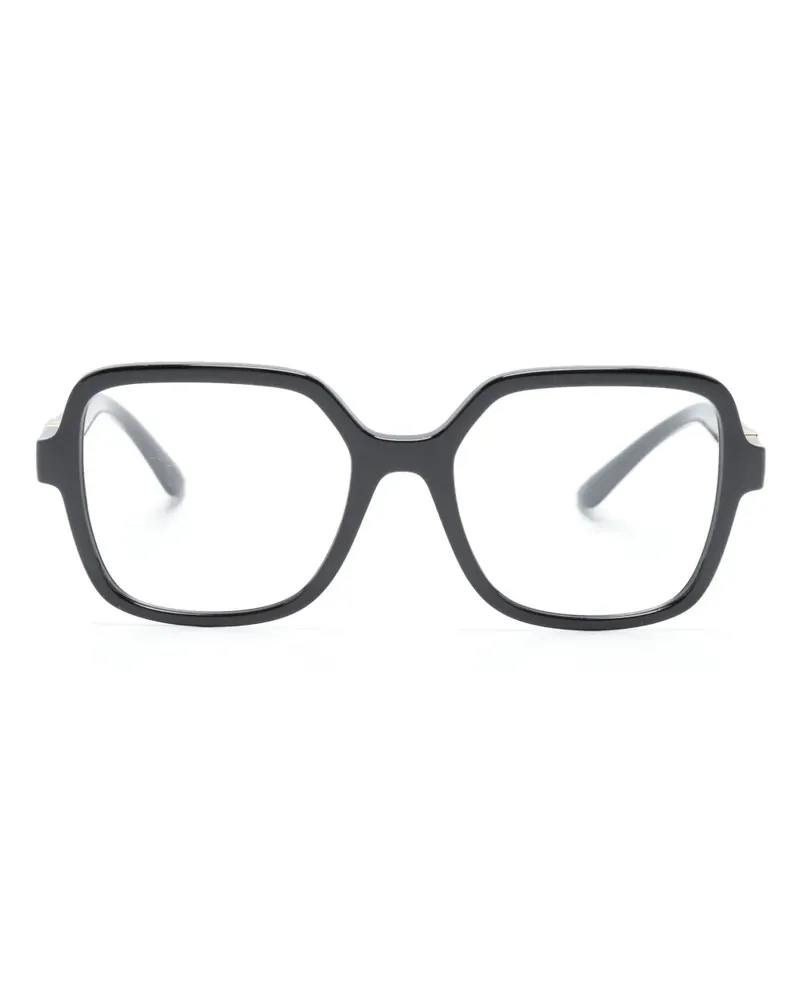 Dolce & Gabbana Eckige Brille mit Logo-Schild - Schwarz Schwarz