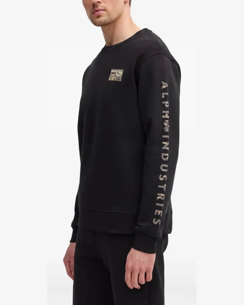 Alpha Industries Sweatshirt mit Camouflage-Patch - Schwarz Schwarz
