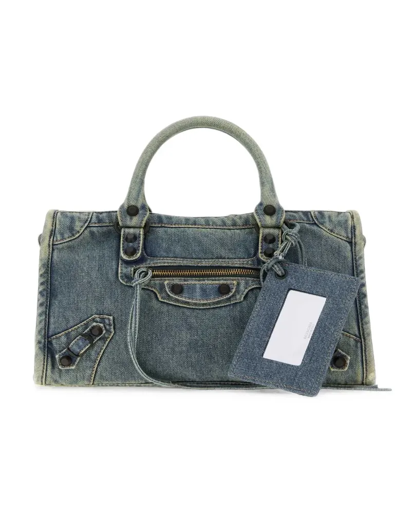 Balenciaga small Le City denim tote bag - Blau Blau