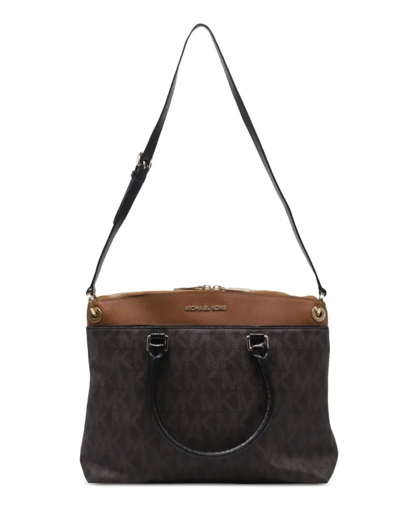 Michael Kors 2022 large Aubrey Signature satchel bag - Braun Braun