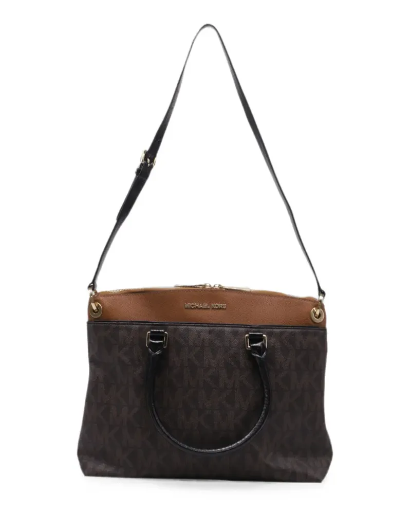 Michael Kors 2022 large Aubrey Signature satchel bag - Braun Braun