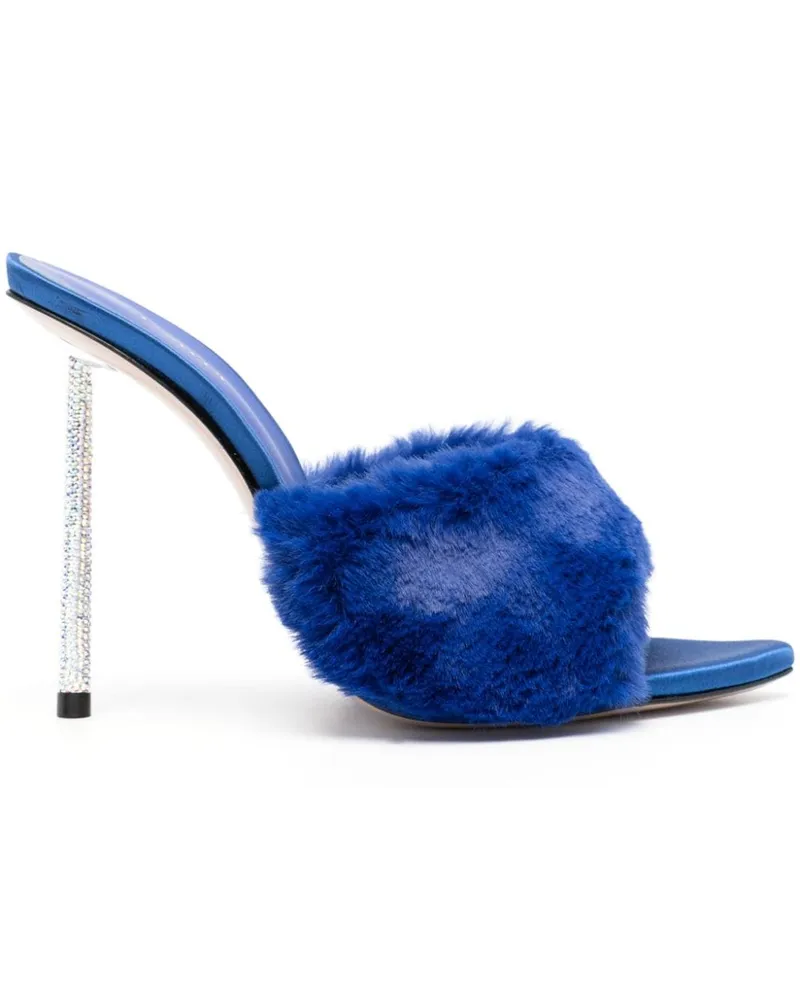 Le Silla Pantoletten aus Faux Fur 120mm - Blau Blau