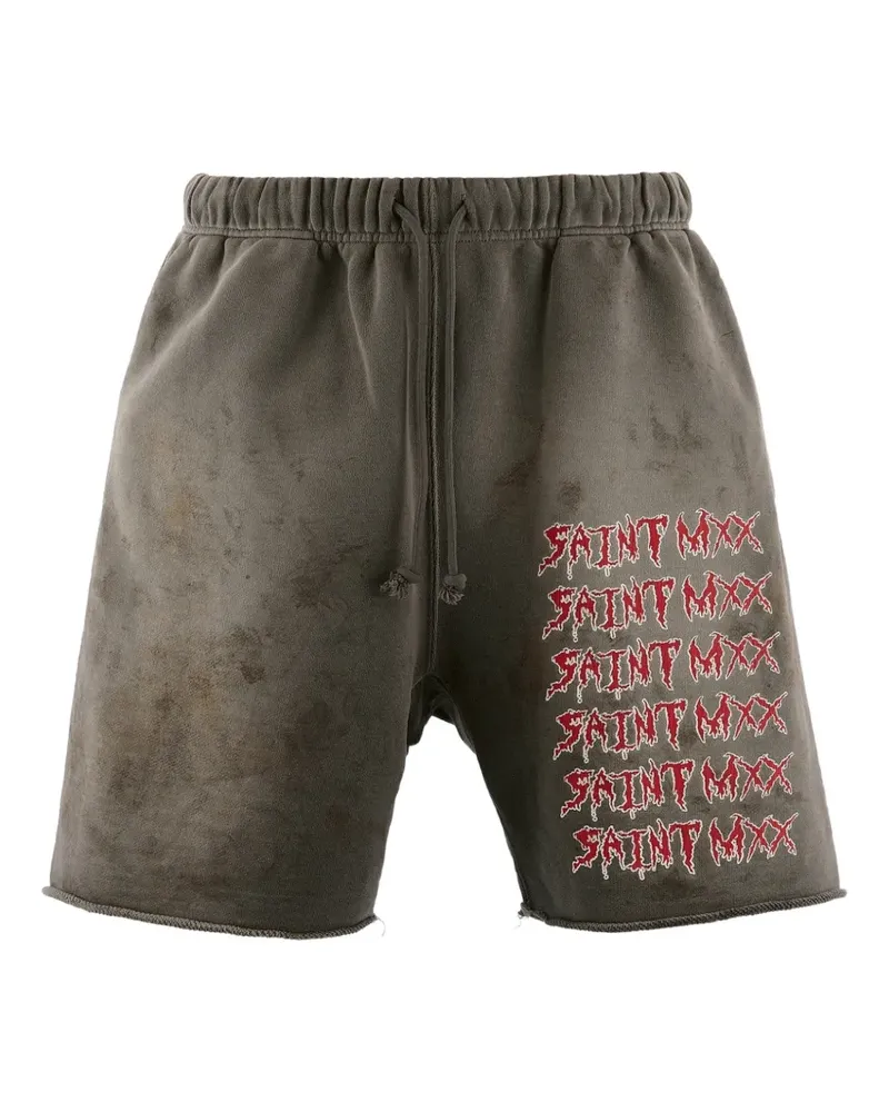 SAINT MXXXXXX logo-print track shorts - Grau Grau